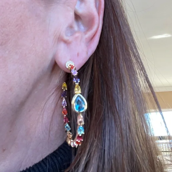 Swarovski Crystals The Marguryte Colorful Hoop Earrings - Picture 8 of 8
